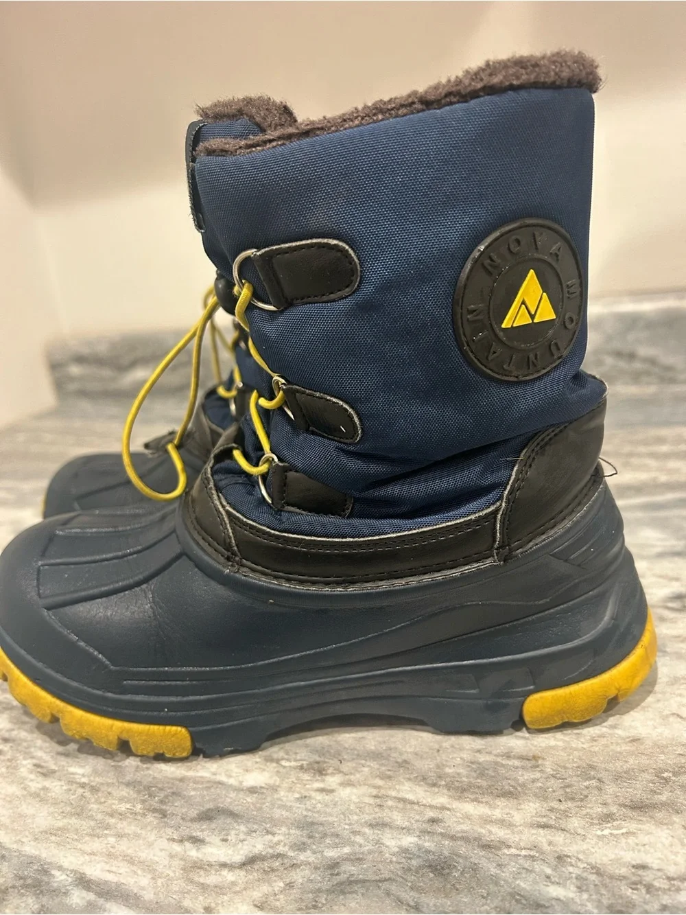 Kids' Navy and Yellow Waterproof Winter Boots